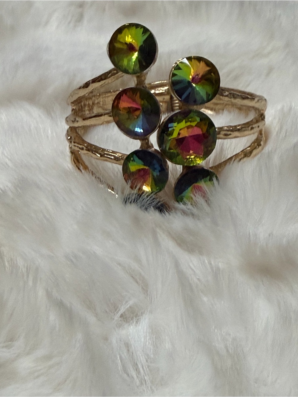 Gold Multi-Color Crystal Statement Bracelet Women Jewelry